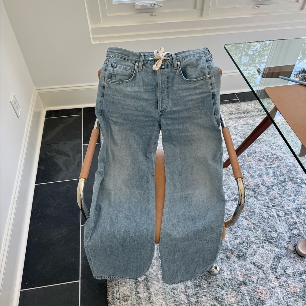 Brynn Drawstring Trouser Jeans in Blue Lace
